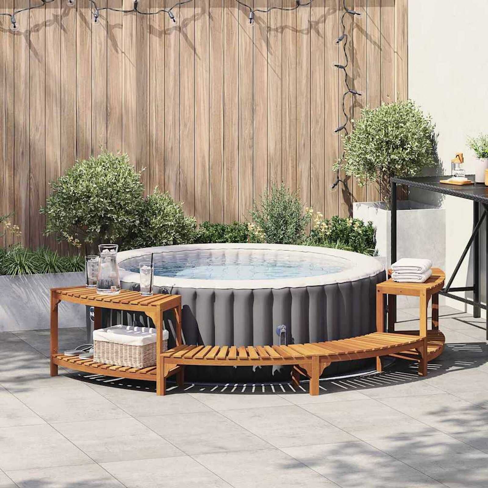 vidaXL Hot Tub Omgeving Bruin 272 x 120 x 55.5 cm Massief acaciahout