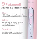 Lächen Sonische elektrische tandenborstel met 4 tandenborstelkoppen en timer, 3 modi en 3 vibratieniveaus met reistas, roze