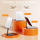 Auxmir Makeup Spiegel met LED Verlichting, Ultraslanke Opvouwbare Reisspiegel, Oplaadbare Cosmetica Spiegel met 3 Kleurmodi, Draagbare Scheerspiegel voor Thuis, Onderweg, Vakantie, Zwart
