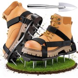 Ohuhu Gazonbeluchter schoenen met roestvrijstalen schep, gratis installatie beluchtschoen met haak & lus riemen, zware eenheidsmaat-fits-All Spiked beluchtingssandalen voor tuin gras gazon