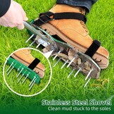 Ohuhu Gazonbeluchter schoenen met roestvrijstalen schep, gratis installatie beluchtschoen met haak & lus riemen, zware eenheidsmaat-fits-All Spiked beluchtingssandalen voor tuin gras gazon