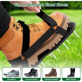 Ohuhu Gazonbeluchter schoenen met roestvrijstalen schep, gratis installatie beluchtschoen met haak & lus riemen, zware eenheidsmaat-fits-All Spiked beluchtingssandalen voor tuin gras gazon