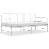 vidaXL Slaapbankframe uittrekbaar metaal wit 90x200 cm