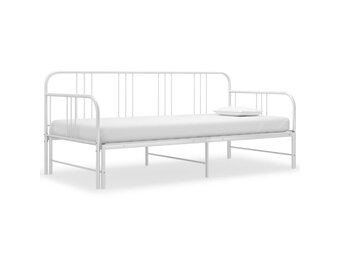vidaXL Slaapbankframe uittrekbaar metaal wit 90x200 cm