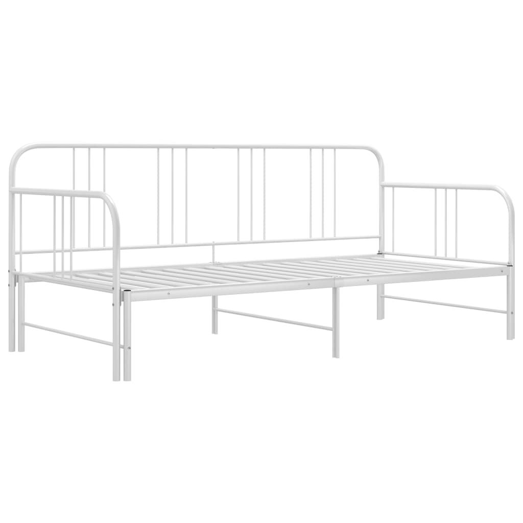 vidaXL Slaapbankframe uittrekbaar metaal wit 90x200 cm