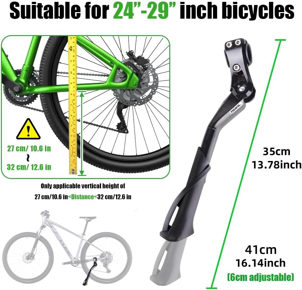 RBRL Verstelbare Fietsstandaard - Geschikt voor 24-29 Inch MTB en E-bike - Zwart