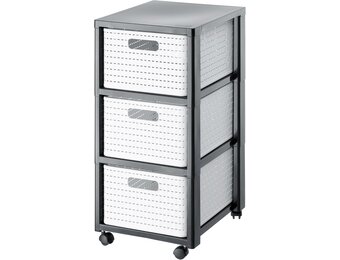 Rotho Country Rolcontainer met 3 lades in rotanlook, Kunststof (PP) BPA-vrij, wit, 3 x A4/18l (37.5 x 32.5 x 71.2 cm)
