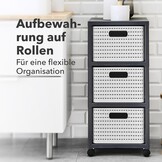 Rotho Country Rolcontainer met 3 lades in rotanlook, Kunststof (PP) BPA-vrij, wit, 3 x A4/18l (37.5 x 32.5 x 71.2 cm)