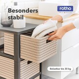 Rotho Country Rolcontainer met 3 lades in rotanlook, Kunststof (PP) BPA-vrij, wit, 3 x A4/18l (37.5 x 32.5 x 71.2 cm)