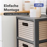 Rotho Country Rolcontainer met 3 lades in rotanlook, Kunststof (PP) BPA-vrij, wit, 3 x A4/18l (37.5 x 32.5 x 71.2 cm)