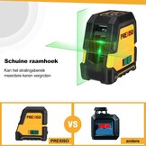 PREXISO Kruislijnlaser met Statief Groen 30m, Zelfnivellerende Lijnlaser met Dubbele Lasermodule, met Magnetische Houder & Statief, USB-Opladen, voor Bouw, Vloertegels, Woningrenovatie
