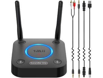 1Mii B06TX Bluetooth-Zender voor Tv, aptX HD/LL, Dual Link, 2 Koptelefoons