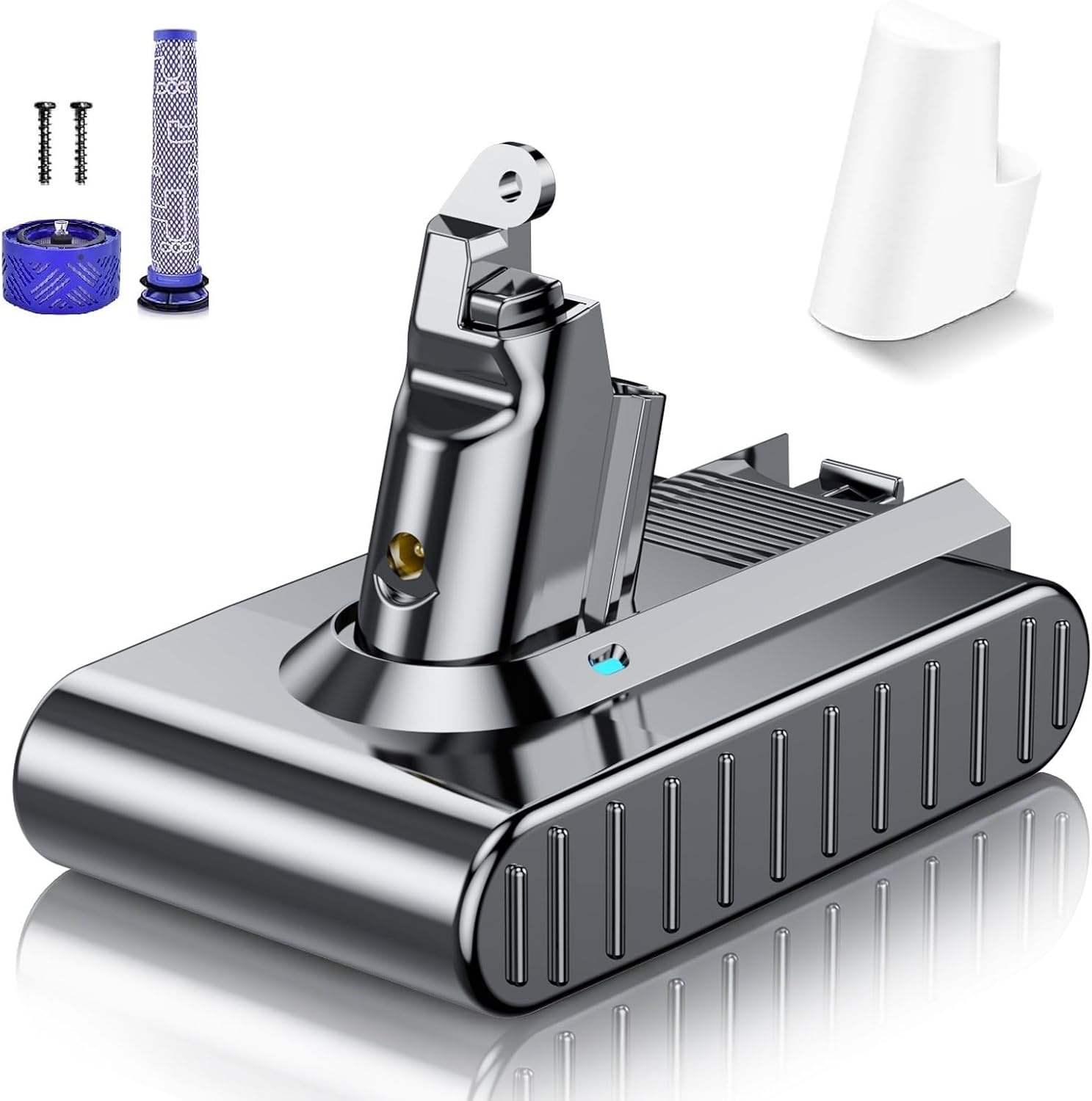 V10 accu voor Dyson, Powtree vervangingsaccu voor Dyson V10 SV12 Absolute Animal Motörhead Fluffy Total Clean Cyclone 206340 969352-02 draadloze stofzuiger (3 Schroeven + 1 Filter)