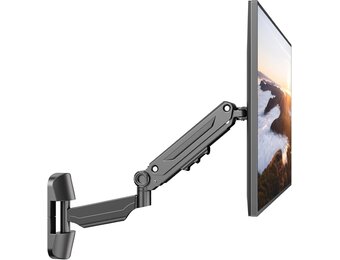 PUTORSEN 17-42 Inch Muurbeugel voor PC-Monitor & TV-Scherm, Beugel Met Gratis Instellen Gasveer, In Hoogte Verstelbaar, Kantelbaar, Draaibaar, Belasting 12 kg, VESA 75x75/100x100mm