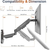 PUTORSEN 17-42 Inch Muurbeugel voor PC-Monitor & TV-Scherm, Beugel Met Gratis Instellen Gasveer, In Hoogte Verstelbaar, Kantelbaar, Draaibaar, Belasting 12 kg, VESA 75x75/100x100mm