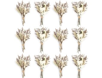 12 stuks mini-boeket gedroogde bloemen, mini-boeket, gedroogde bloemen, natuurlijke gedroogde bloemen, decoratie met steel, voor doe-het-zelf, foto, fotografie, rekwisieten, vaas, bruiloft