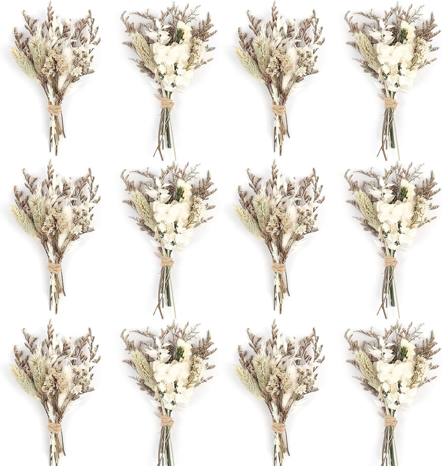 12 stuks mini-boeket gedroogde bloemen, mini-boeket, gedroogde bloemen, natuurlijke gedroogde bloemen, decoratie met steel, voor doe-het-zelf, foto, fotografie, rekwisieten, vaas, bruiloft