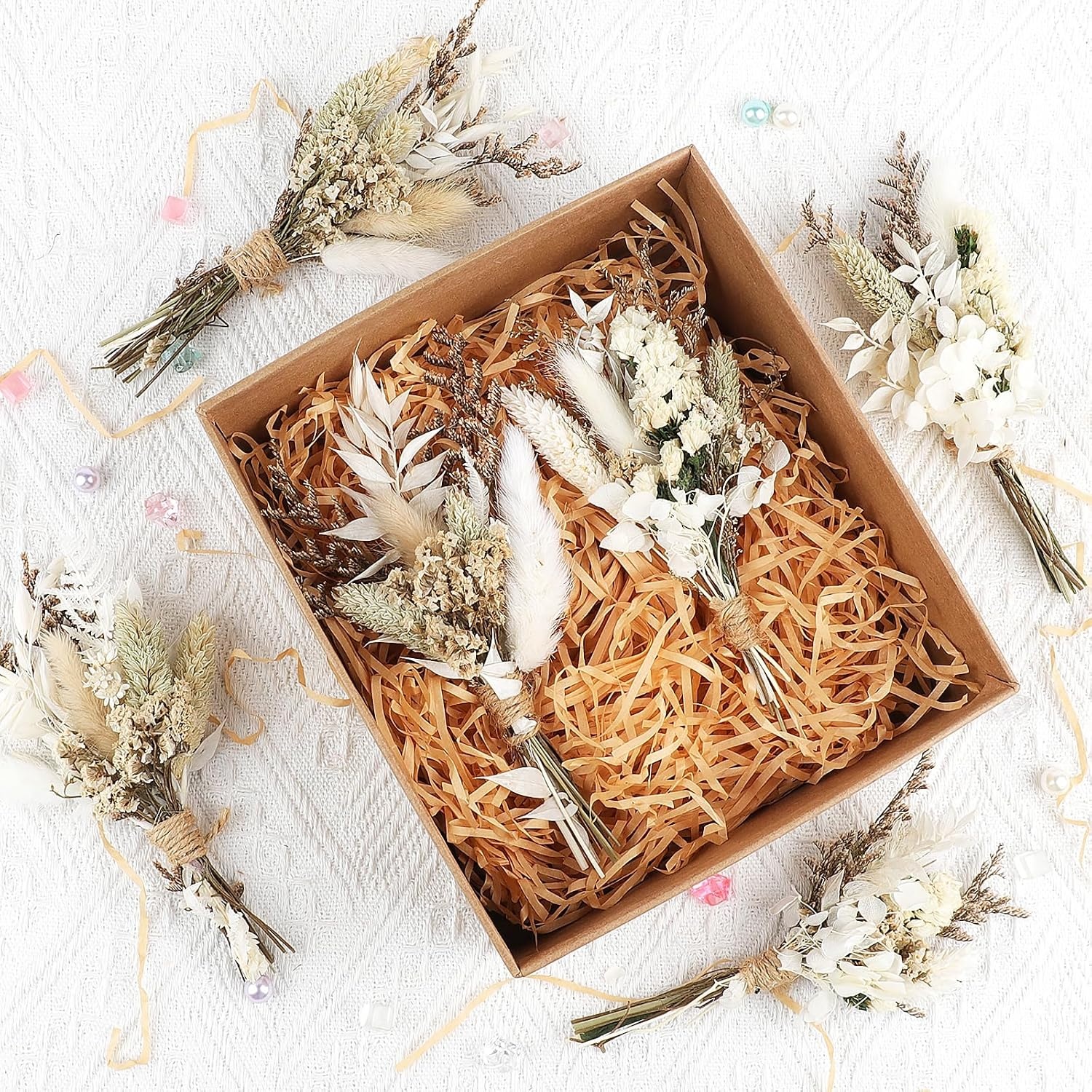12 stuks mini-boeket gedroogde bloemen, mini-boeket, gedroogde bloemen, natuurlijke gedroogde bloemen, decoratie met steel, voor doe-het-zelf, foto, fotografie, rekwisieten, vaas, bruiloft