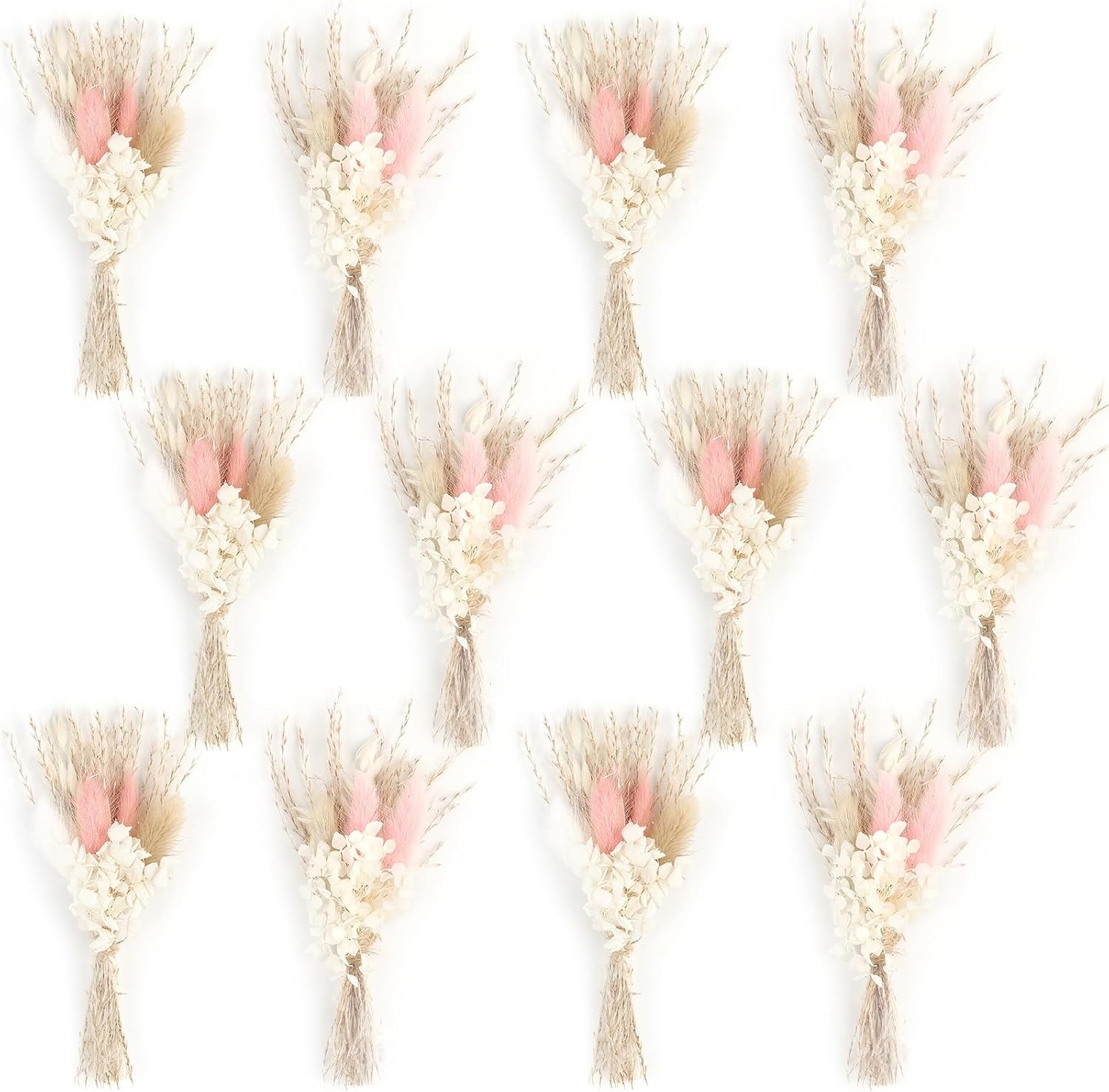 12 stuks mini-boeket gedroogde bloemen, mini-boeket, gedroogde bloemen, natuurlijke gedroogde bloemen, decoratie met steel, voor doe-het-zelf, foto, fotografie, rekwisieten, vaas, bruiloft