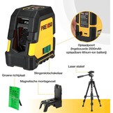 PREXISO Kruislijnlaser met Statief Groen 30m, Zelfnivellerende Lijnlaser met Dubbele Lasermodule, met Magnetische Houder & Statief, USB-Opladen, voor Bouw, Vloertegels, Woningrenovatie