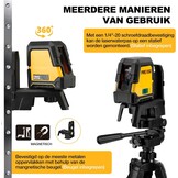 PREXISO Kruislijnlaser met Statief Groen 30m, Zelfnivellerende Lijnlaser met Dubbele Lasermodule, met Magnetische Houder & Statief, USB-Opladen, voor Bouw, Vloertegels, Woningrenovatie