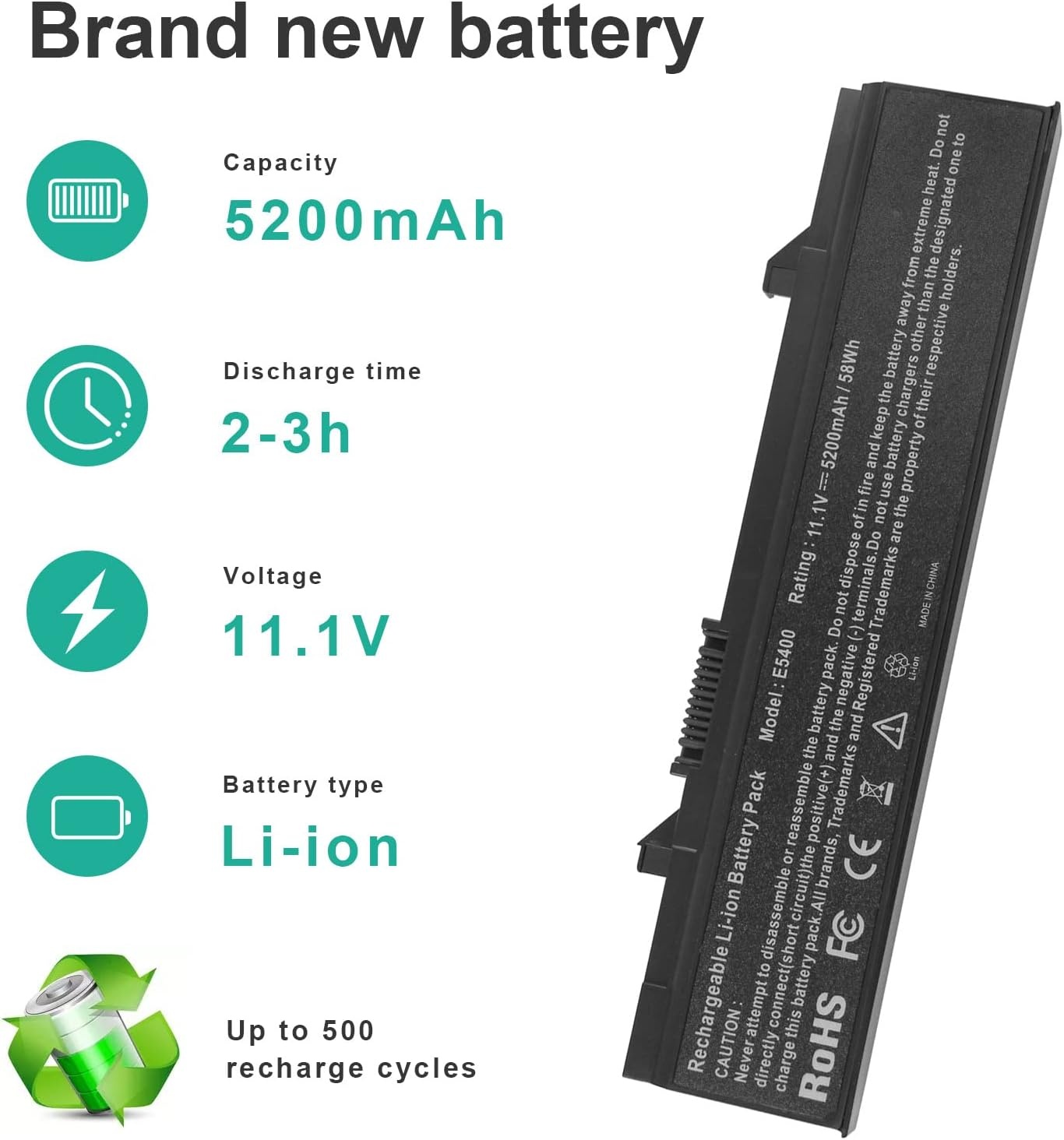 ASUNCELL Laptopaccu voor Dell Latitude E5400 E5500 E5400N E5410 E5500N E5510 KM668 KM742 KM752 KM760 KM970 MT186 MT332 RM649 RM656 RM66 66. 1. x RM666 8 PW640 PW649 PW651 WU841 WU843 WU852