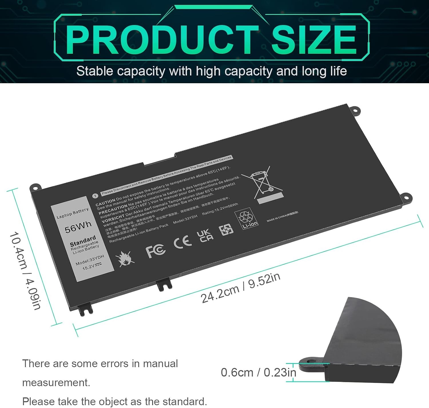 ASUNCELL 33YDH 56WH 15,2V Laptop Batterij voor Dell Inspiron 17 7000 15 7577 17 7773 17 7778 17 7779 2in1 17 7786 Series 33YDH PVHT1 W7NKD 81PF3 088 1PF3P3P3. 0E P30E001 DNCWSCB6106B