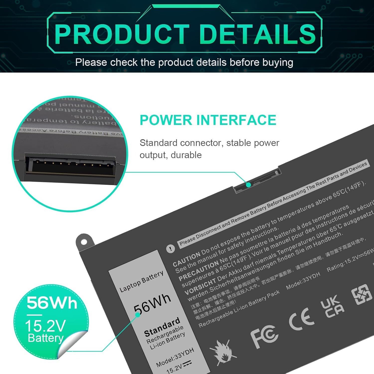 ASUNCELL 33YDH 56WH 15,2V Laptop Batterij voor Dell Inspiron 17 7000 15 7577 17 7773 17 7778 17 7779 2in1 17 7786 Series 33YDH PVHT1 W7NKD 81PF3 088 1PF3P3P3. 0E P30E001 DNCWSCB6106B