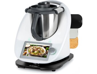 PUERSI Glijplank voor Thermomix TM6/TM5, 2e generatie, plank voor Thermomix met wielen, licht glijdend bamboe rolplank/slider - Zwart
