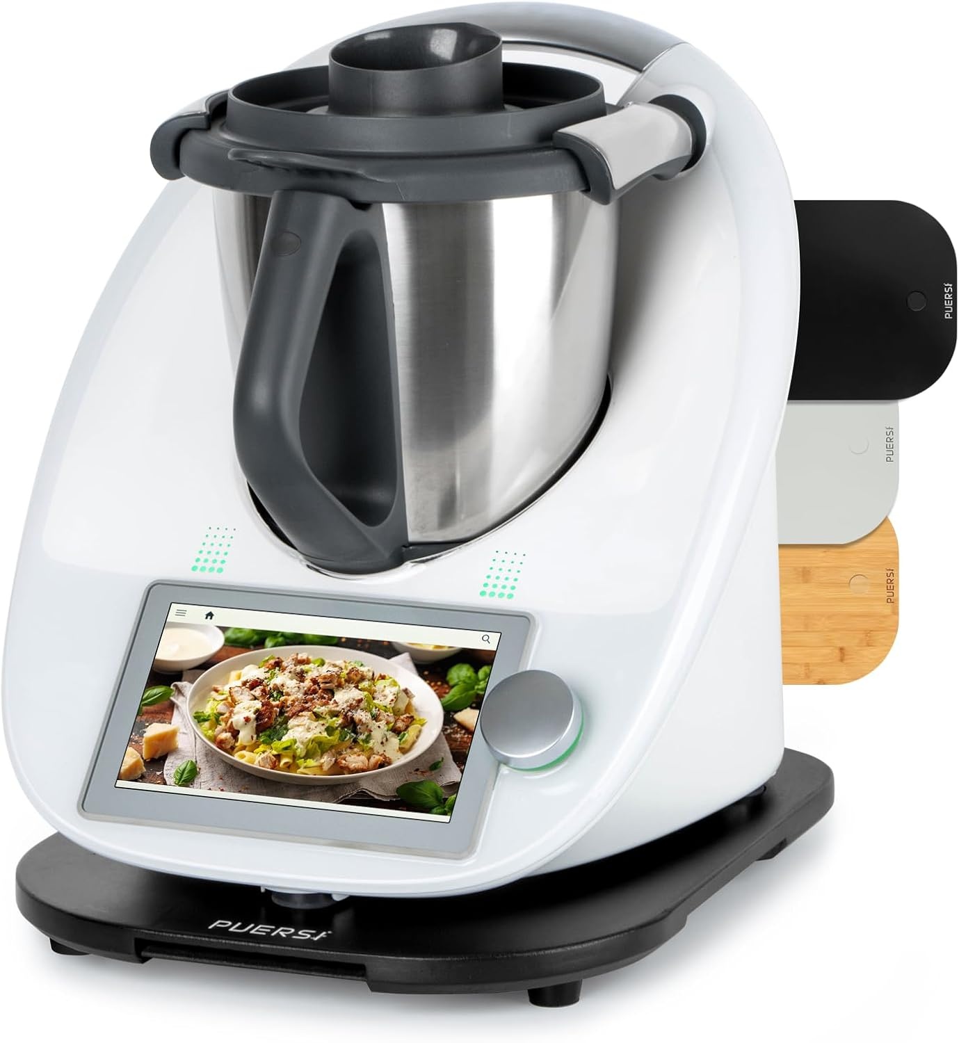 PUERSI Glijplank voor Thermomix TM6/TM5, 2e generatie, plank voor Thermomix met wielen, licht glijdend bamboe rolplank/slider - Zwart