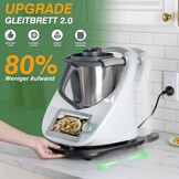 PUERSI Glijplank voor Thermomix TM6/TM5, 2e generatie, plank voor Thermomix met wielen, licht glijdend bamboe rolplank/slider - Zwart