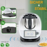 PUERSI Glijplank voor Thermomix TM6/TM5, 2e generatie, plank voor Thermomix met wielen, licht glijdend bamboe rolplank/slider - Zwart