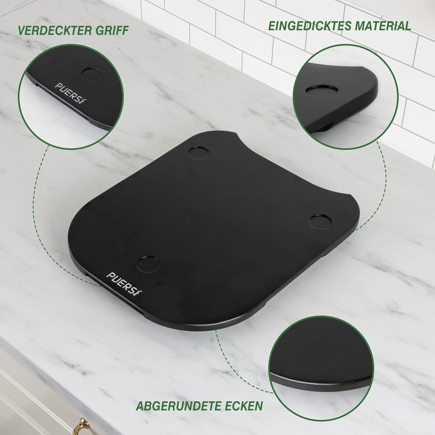 PUERSI Glijplank voor Thermomix TM6/TM5, 2e generatie, plank voor Thermomix met wielen, licht glijdend bamboe rolplank/slider - Zwart