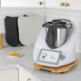 PUERSI Glijplank voor Thermomix TM6/TM5, 2e generatie, plank voor Thermomix met wielen, licht glijdend bamboe rolplank/slider - Zwart