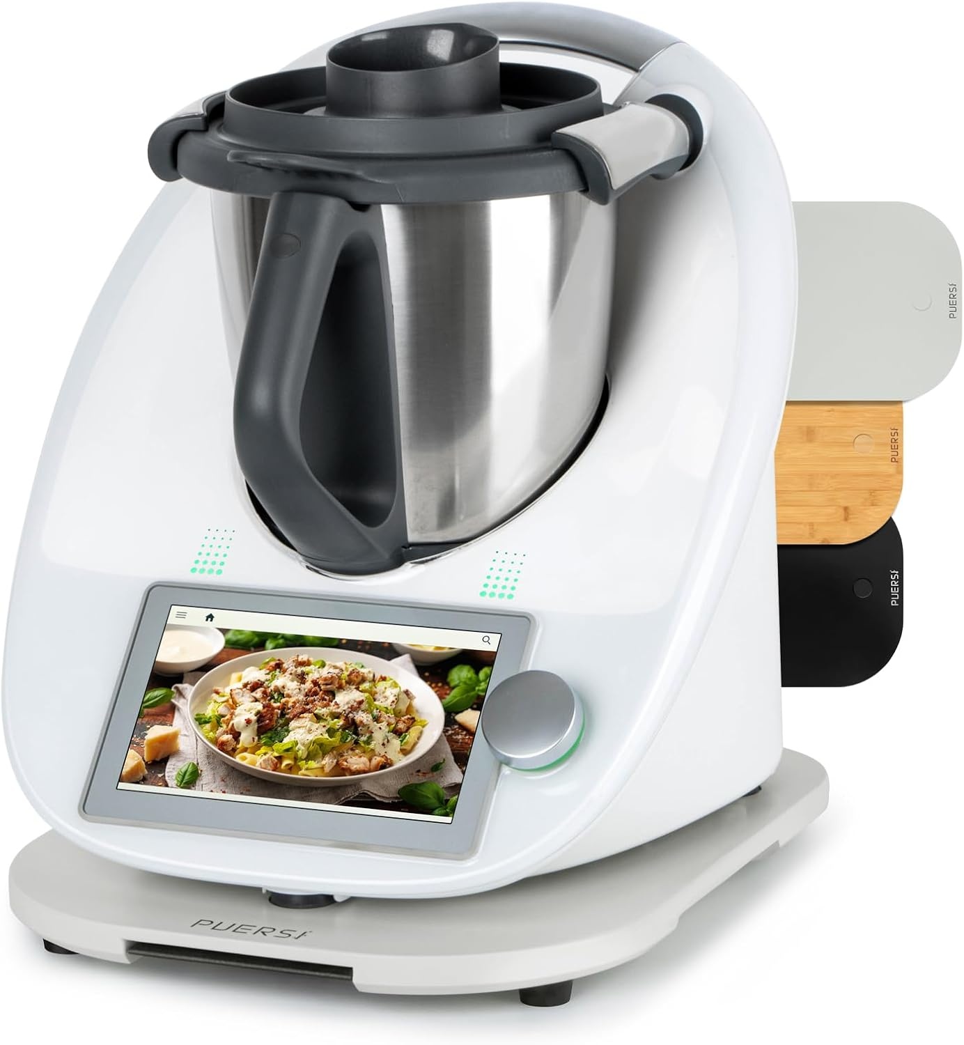 PUERSI Glijplank voor Thermomix TM6/TM5, 2e generatie, plank voor Thermomix met wielen, licht glijdend bamboe rolplank/slider - Zwart