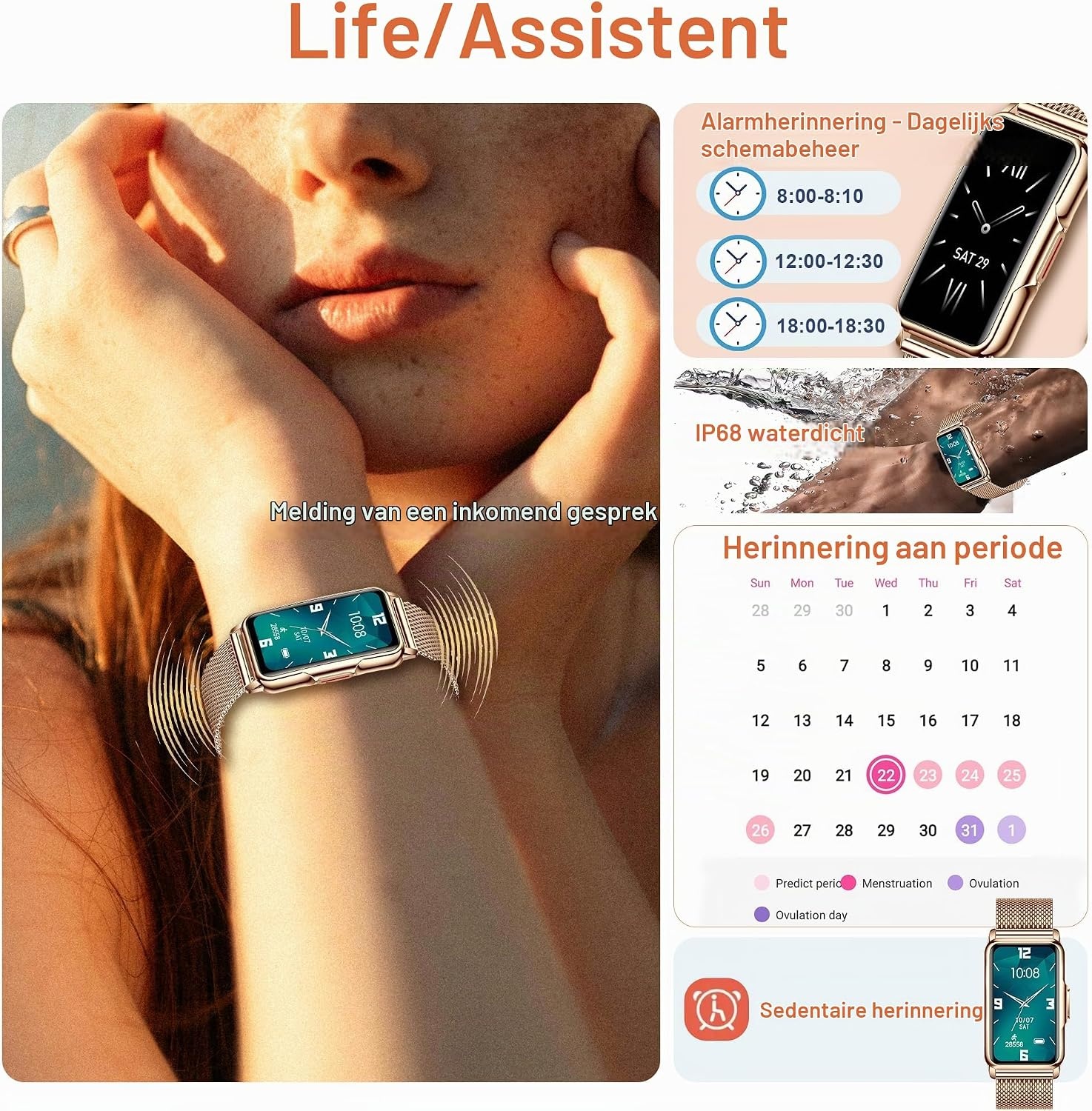 128+ sportmodi, smartwatch voor dames en heren, gezondheidstracker, ideaal cadeau