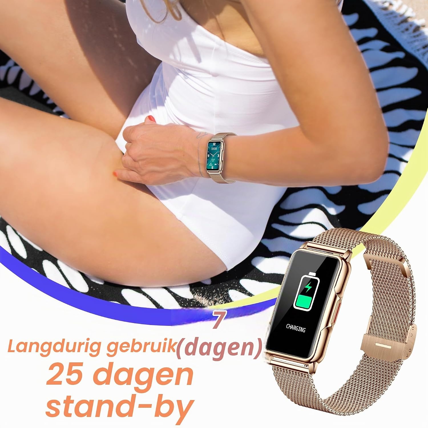 128+ sportmodi, smartwatch voor dames en heren, gezondheidstracker, ideaal cadeau