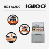 IGLOO IE24 elektrische koelbox, 12V en 230V, 24L – compacte mini-koelkast voor auto, camping, vakantie, boot en festivals – lichtgewicht en draagbaar, met praktisch kabelvak en Eco/Max-modus - Maat 24 L
