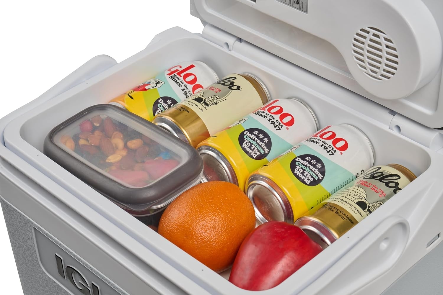 IGLOO IE24 elektrische koelbox, 12V en 230V, 24L – compacte mini-koelkast voor auto, camping, vakantie, boot en festivals – lichtgewicht en draagbaar, met praktisch kabelvak en Eco/Max-modus - Maat 24 L