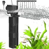 AQQA Aquariumfilter, 4 en 1 sterke stroming, aquariumfilterpomp, 650 l/u, instelbaar aquarium, binnenfilter voor tank tot 200 l (18 W) - Maat 18W