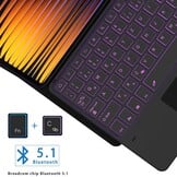 ROOFEI For Xiaomi Pad 7/Pad 7 Pro 11.2 Inch Case with Keyboard: 7-Colour Lighting, Smart Touchpad, Removable QWERTZ Layout Keyboard Case with Pen Holder for Xiaomi Pad 7/Pad 7 Pro 11.2 Inch 2024