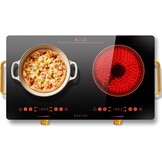 NOXTON glaskeramische kookplaat 2 platen, draagbaar met handvat, 220-240V, 3200W, timer, kinderbeveiliging, restwarmte-indicator