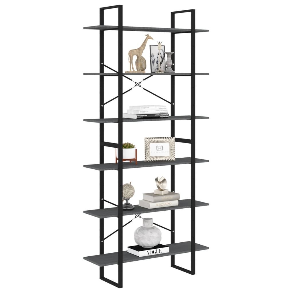 vidaXL Hoge kast 100x30x210 cm massief grenenhout grijs