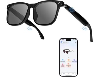 Slimme bril, Luckits AI Bluetooth-bril met luidspreker, 115 talen, AI-vertaler-accenten, realtime vertaling, UV-bescherming, gepolariseerde lens, zonnebril, bril voor mannen en vrouwen, gaming