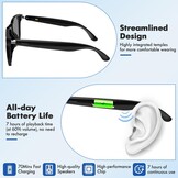 Slimme bril, Luckits AI Bluetooth-bril met luidspreker, 115 talen, AI-vertaler-accenten, realtime vertaling, UV-bescherming, gepolariseerde lens, zonnebril, bril voor mannen en vrouwen, gaming