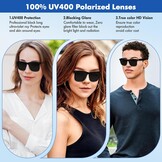 Slimme bril, Luckits AI Bluetooth-bril met luidspreker, 115 talen, AI-vertaler-accenten, realtime vertaling, UV-bescherming, gepolariseerde lens, zonnebril, bril voor mannen en vrouwen, gaming