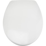 Amazon Basics Toiletbril, robuuste toiletzitting van ureummateriaal met soft-close-mechanisme, gemakkelijk afneembaar, U-vormig, 37 x 42,5 cm, universele maat, wit