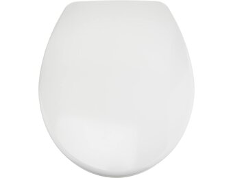 Amazon Basics Toiletbril, robuuste toiletzitting van ureummateriaal met soft-close-mechanisme, gemakkelijk afneembaar, U-vormig, 37 x 42,5 cm, universele maat, wit