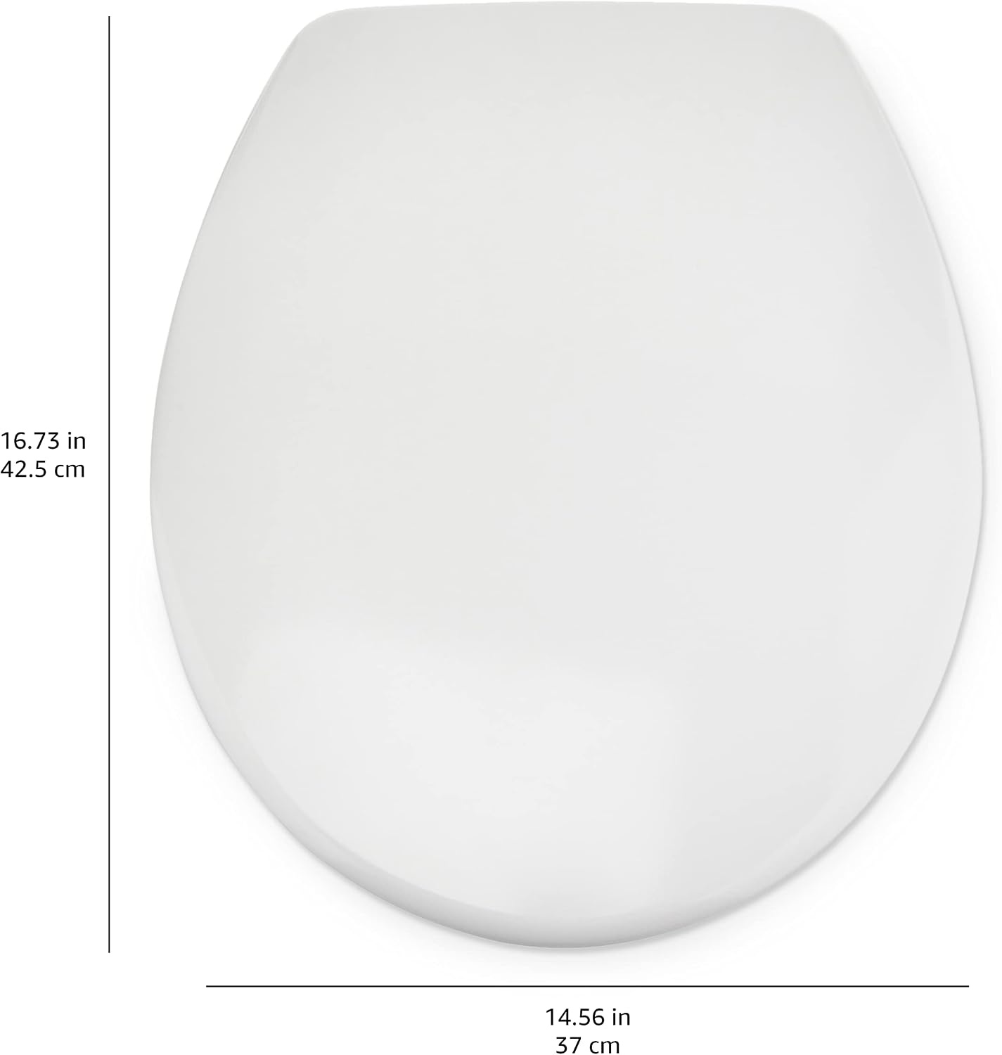 Amazon Basics Toiletbril, robuuste toiletzitting van ureummateriaal met soft-close-mechanisme, gemakkelijk afneembaar, U-vormig, 37 x 42,5 cm, universele maat, wit