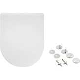Amazon Basics Toiletbril, robuuste toiletzitting van ureummateriaal met soft-close-mechanisme, gemakkelijk afneembaar, U-vormig, 37 x 42,5 cm, universele maat, wit